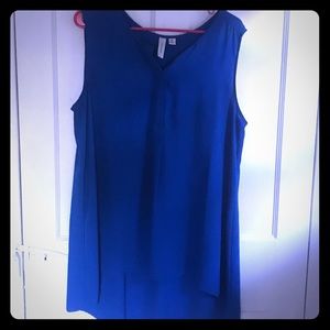 Royal blue hi lo sleeveless blouse